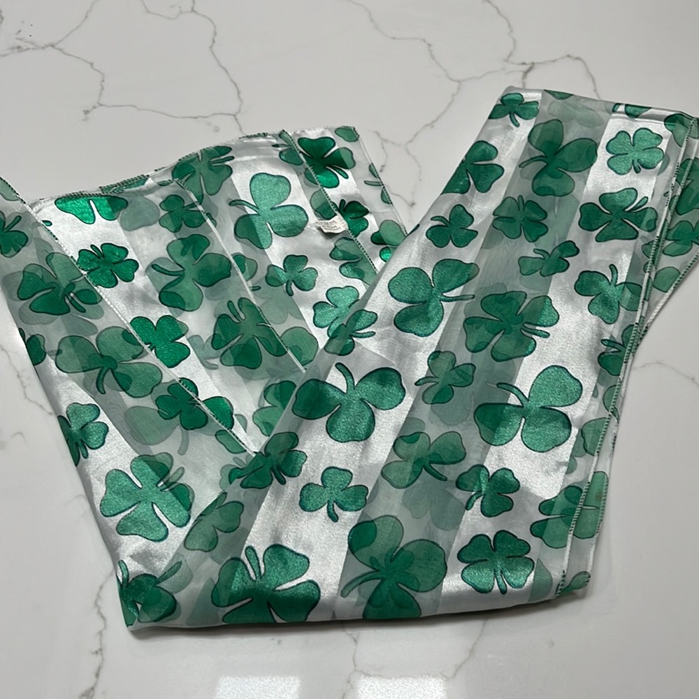 St. Patrick’s Day Shamrock scarf, 58” x 12”, polyester